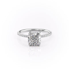 Opaline Cushion 1.72 Carat VVS1 Lab-Grown Hidden Halo Pave Engagement Ring in 18K White Gold Front View