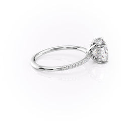 Opaline Cushion 1.72 Carat VVS1 Lab-Grown Hidden Halo Pave Engagement Ring in 18K White Gold Right Side View