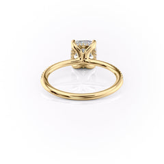 Opaline Cushion 1.72 Carat VVS1 Lab-Grown Hidden Halo Pave Engagement Ring in 18K Yellow Gold Back View