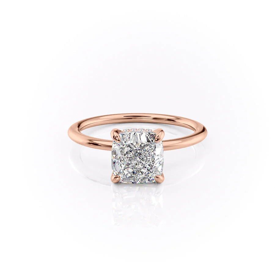 Opaline Cushion 2.06 Carat VVS1 Lab-Grown Hidden Halo Engagement Ring in 18K Rose Gold Front View 