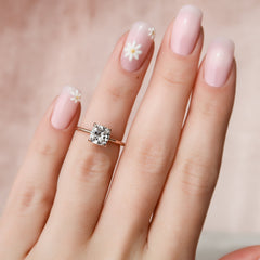 Opaline Cushion 2.06 Carat VVS1 Lab-Grown Hidden Halo Engagement Ring in 18K Rose Gold Hand View