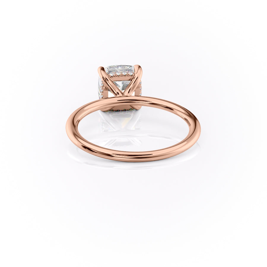 Opaline Cushion 2.06 Carat VVS1 Lab-Grown Hidden Halo Engagement Ring in 18K Rose Gold Left Side Back View 