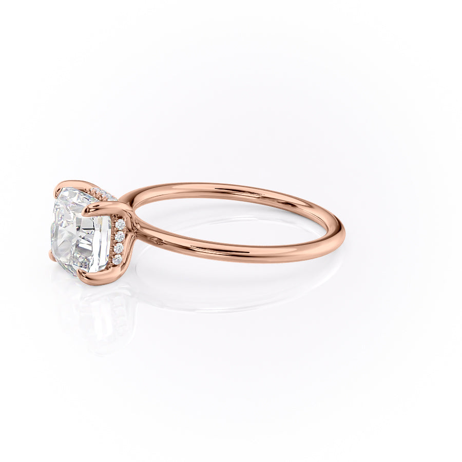 Opaline Cushion 2.06 Carat VVS1 Lab-Grown Hidden Halo Engagement Ring in 18K Rose Gold Left Side View 