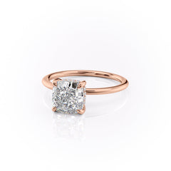 Opaline Cushion 2.06 Carat VVS1 Lab-Grown Hidden Halo Engagement Ring in 18K Rose Gold Left View 