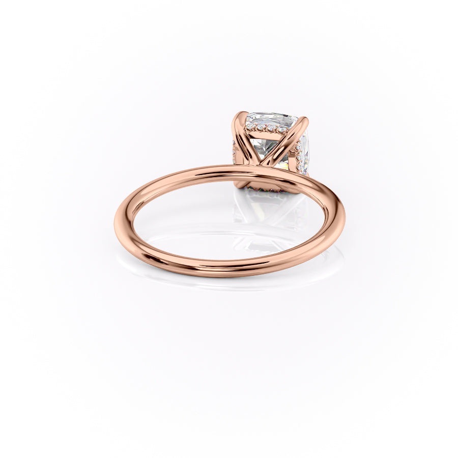 Opaline Cushion 2.06 Carat VVS1 Lab-Grown Hidden Halo Engagement Ring in 18K Rose Gold Right Side Back View 