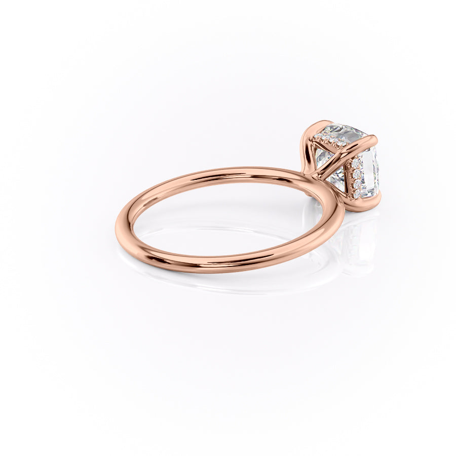 Opaline Cushion 2.06 Carat VVS1 Lab-Grown Hidden Halo Engagement Ring in 18K Rose Gold Right Side Cross View 