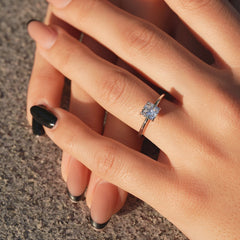 Opaline Cushion 2.06 Carat VVS1 Lab-Grown Hidden Halo Engagement Ring in 18K White Gold Finger view_1