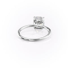 Opaline Cushion 2.06 Carat VVS1 Lab-Grown Hidden Halo Engagement Ring in 18K White Gold Right Side Back View