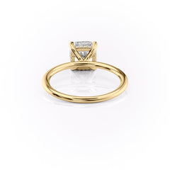 Opaline Cushion 2.06 Carat VVS1 Lab-Grown Hidden Halo Engagement Ring in 18K Yellow Gold Back View