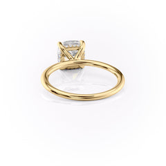 Opaline Cushion 2.06 Carat VVS1 Lab-Grown Hidden Halo Engagement Ring in 18K Yellow Gold Left Side Back View