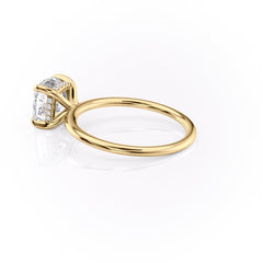 Opaline Cushion 2.06 Carat VVS1 Lab-Grown Hidden Halo Engagement Ring in 18K Yellow Gold Left Side Cross View