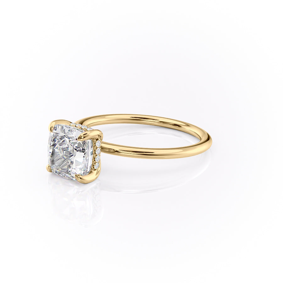 Opaline Cushion 2.06 Carat VVS1 Lab-Grown Hidden Halo Engagement Ring in 18K Yellow Gold Left Side View