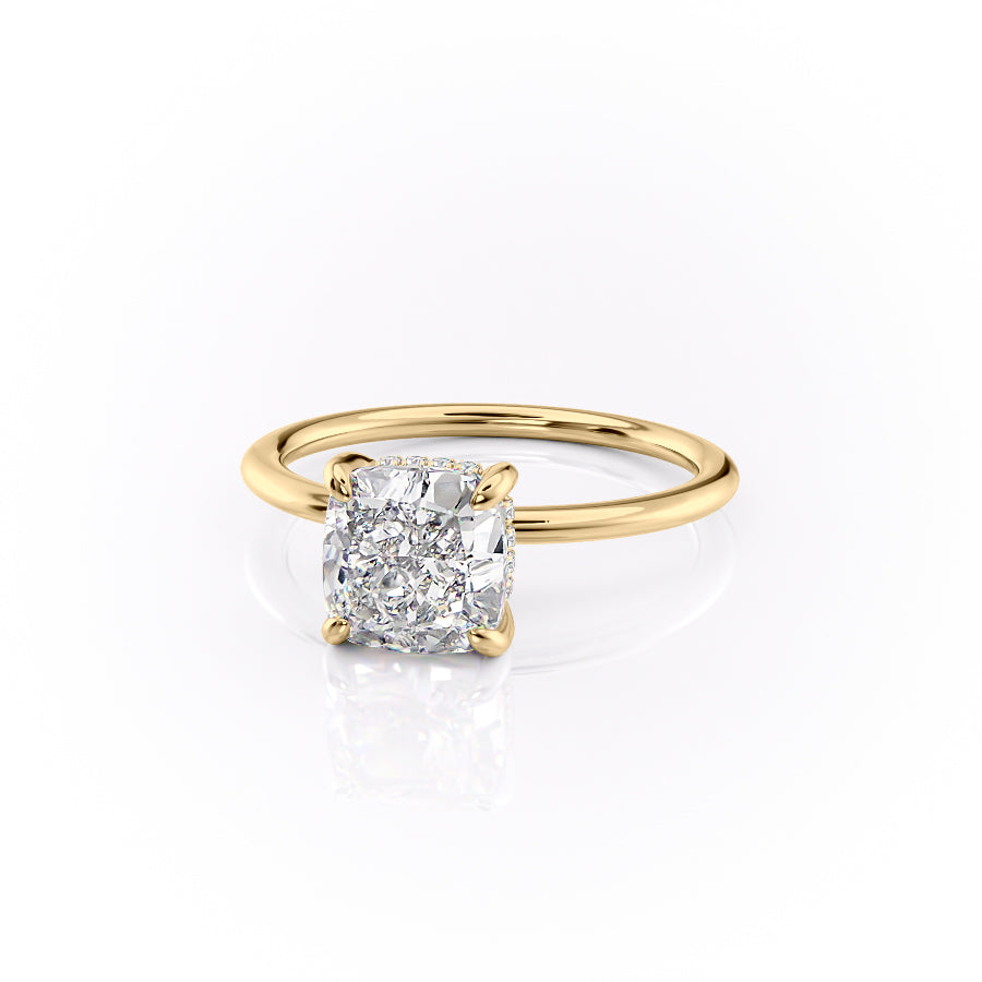 Opaline Cushion 2.06 Carat VVS1 Lab-Grown Hidden Halo Engagement Ring in 18K Yellow Gold Left View