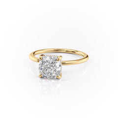 Opaline Cushion 2.06 Carat VVS1 Lab-Grown Hidden Halo Engagement Ring in 18K Yellow Gold Left View