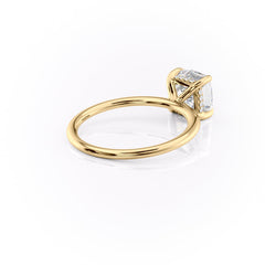 Opaline Cushion 2.06 Carat VVS1 Lab-Grown Hidden Halo Engagement Ring in 18K Yellow Gold Right Side Cross View