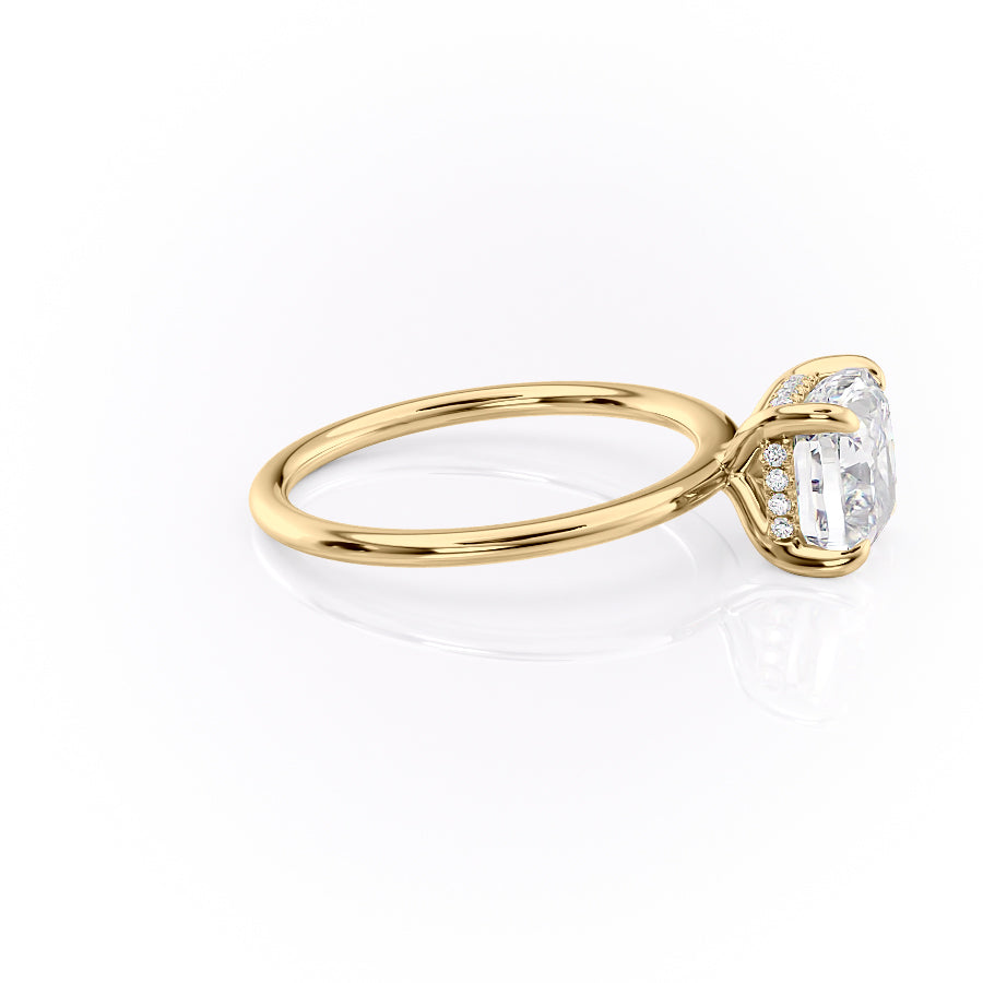 Opaline Cushion 2.06 Carat VVS1 Lab-Grown Hidden Halo Engagement Ring in 18K Yellow Gold Right Side View