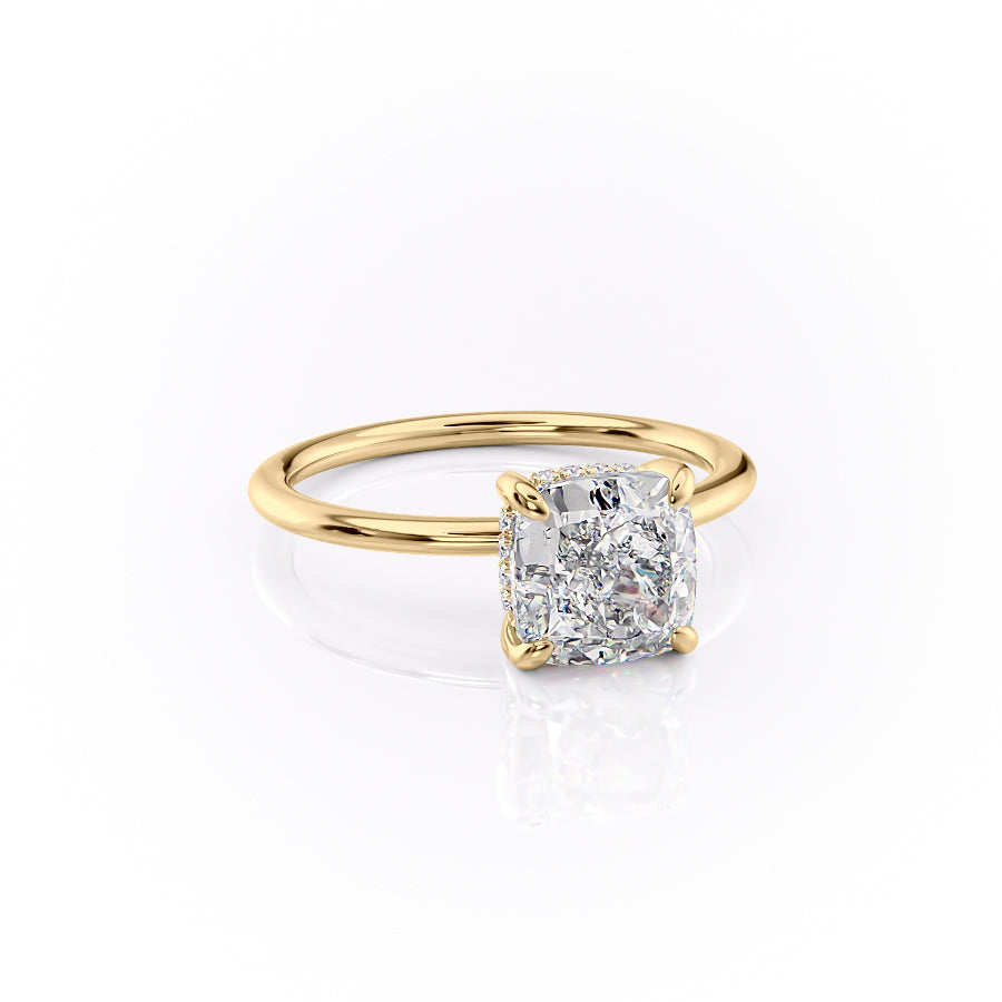 Opaline Cushion 2.06 Carat VVS1 Lab-Grown Hidden Halo Engagement Ring in 18K Yellow Gold Right View
