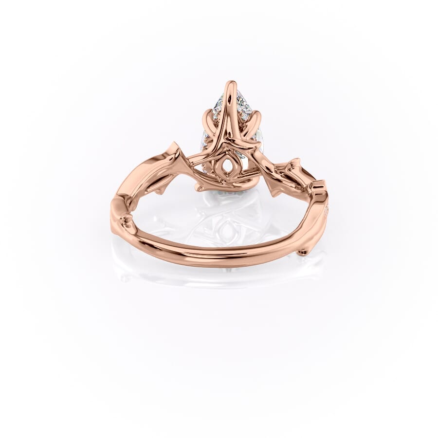 Opulent Cascade 1.50 Carat VVS1 Lab-Grown Pear Pave Engagement Ring in 18K Rose Gold  Back View