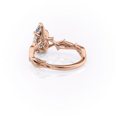 Opulent Cascade 1.50 Carat VVS1 Lab-Grown Pear Pave Engagement Ring in 18K Rose Gold Left Cross View