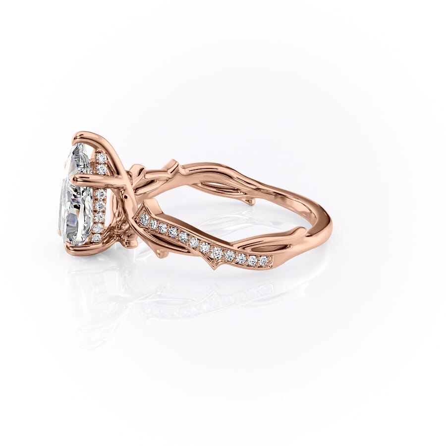 Opulent Cascade 1.50 Carat VVS1 Lab-Grown Pear Pave Engagement Ring in 18K Rose Gold Left View