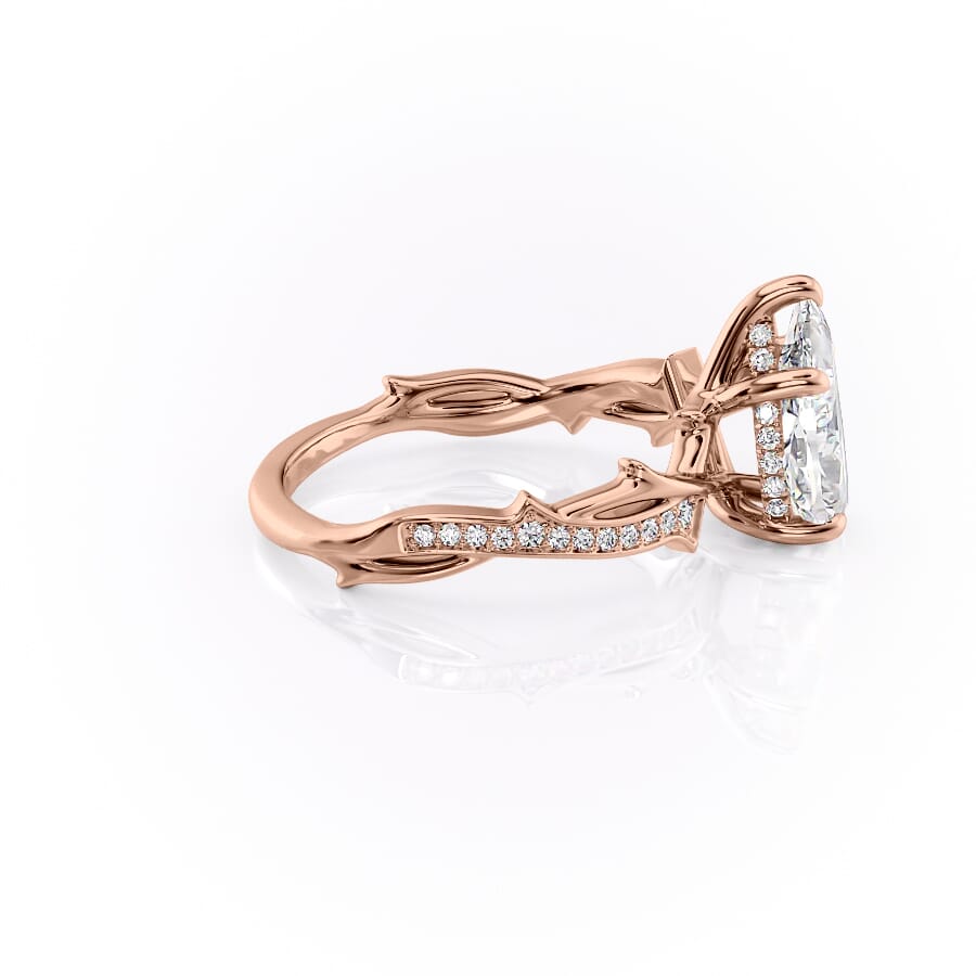 Opulent Cascade 1.50 Carat VVS1 Lab-Grown Pear Pave Engagement Ring in 18K Rose Gold Right View