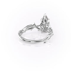 Opulent Cascade 1.50 Carat VVS1 Lab-Grown Pear Pave Engagement Ring in 18K White Gold Back Cross View