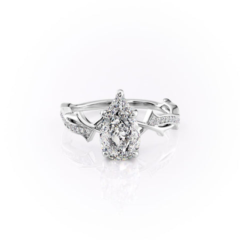 Opulent Cascade 1.50 Carat VVS Lab-Grown Pear Pave Engagement Ring in 18K Gold