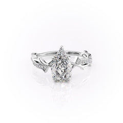 Opulent Cascade 1.50 Carat VVS1 Lab-Grown Pear Pave Engagement Ring in 18K White Gold Front View

