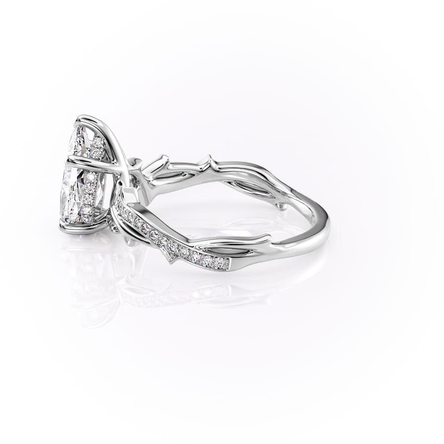 Opulent Cascade 1.50 Carat VVS1 Lab-Grown Pear Pave Engagement Ring in 18K White Gold Left View