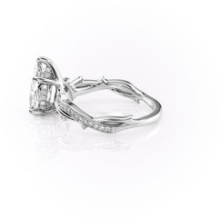 Opulent Cascade 1.50 Carat VVS1 Lab-Grown Pear Pave Engagement Ring in 18K White Gold Left View