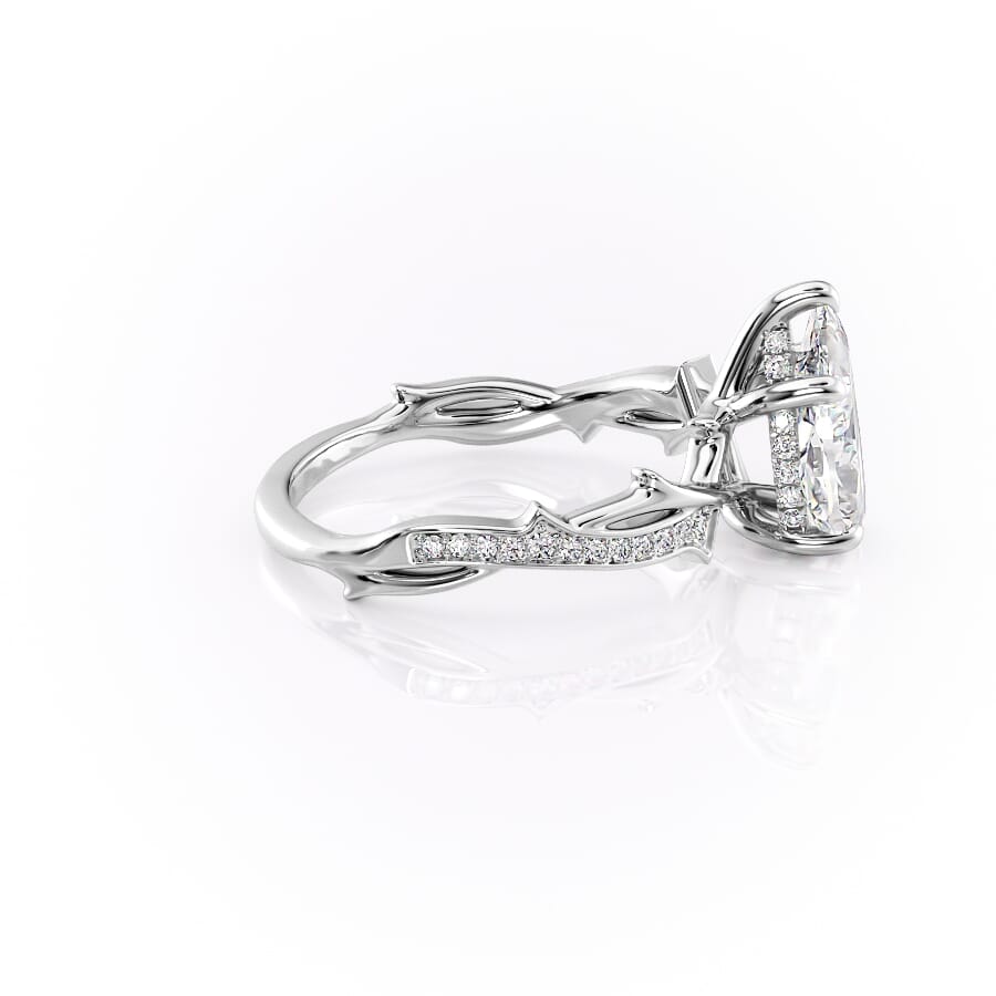 Opulent Cascade 1.50 Carat VVS1 Lab-Grown Pear Pave Engagement Ring in 18K White Gold Right View
