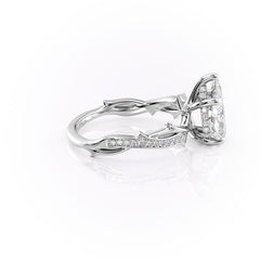 Opulent Cascade 1.50 Carat VVS1 Lab-Grown Pear Pave Engagement Ring in 18K White Gold Right View