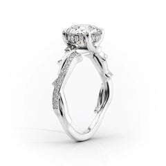 Opulent Cascade 1.50 Carat VVS1 Lab-Grown Pear Pave Engagement Ring in 18K White Gold Standing View