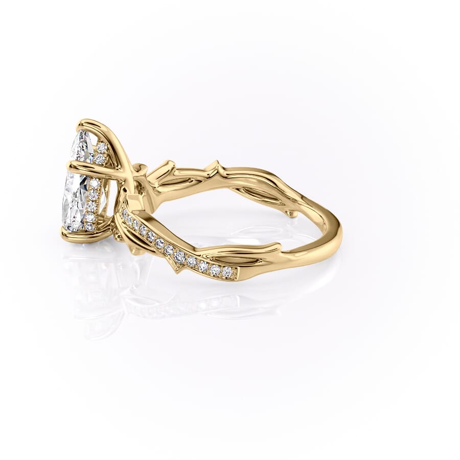 Opulent Cascade 1.50 Carat VVS1 Lab-Grown Pear Pave Engagement Ring in 18K Yellow Gold Left View
