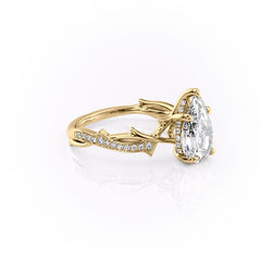 Opulent Cascade 1.50 Carat VVS1 Lab-Grown Pear Pave Engagement Ring in 18K Yellow Gold Right Cross View