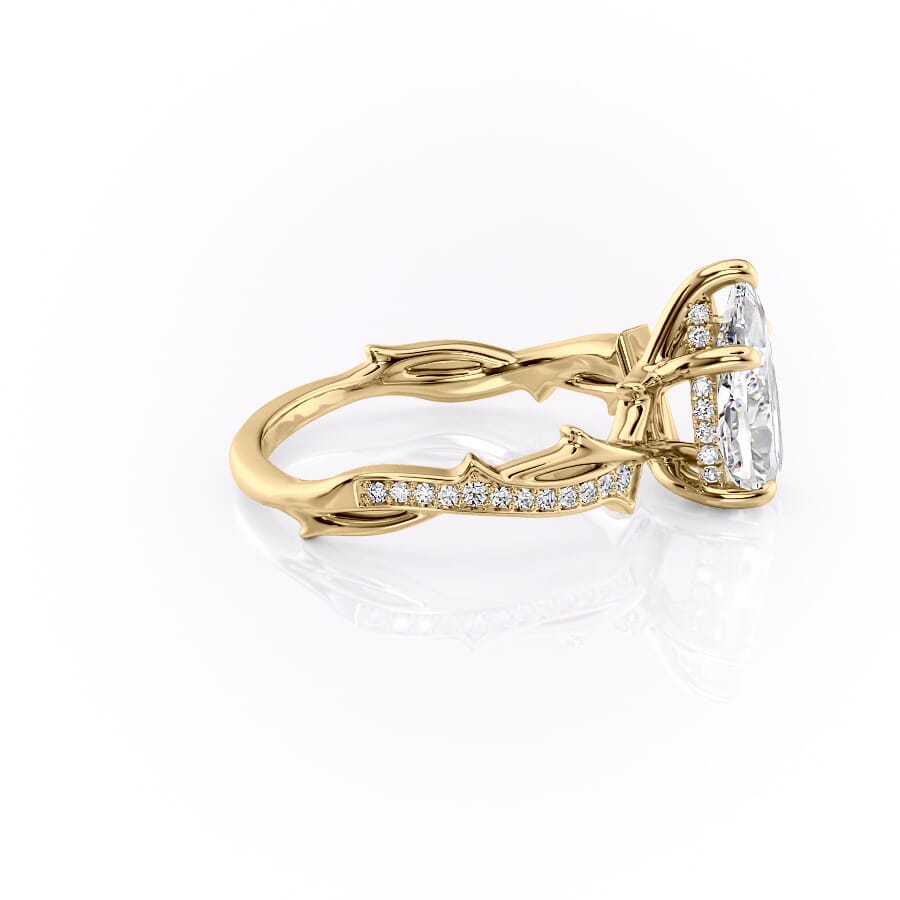 Opulent Cascade 1.50 Carat VVS1 Lab-Grown Pear Pave Engagement Ring in 18K Yellow Gold Right View