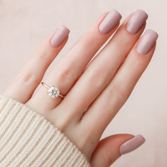 Opulent Glow 3 Carat VVS1 Lab-Grown Hidden Halo Engagement Ring in 18K Rose Gold Finger View