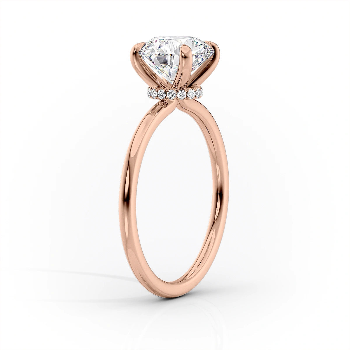 Opulent Glow 3 Carat VVS1 Lab-Grown Hidden Halo Engagement Ring in 18K Rose Gold Standing View