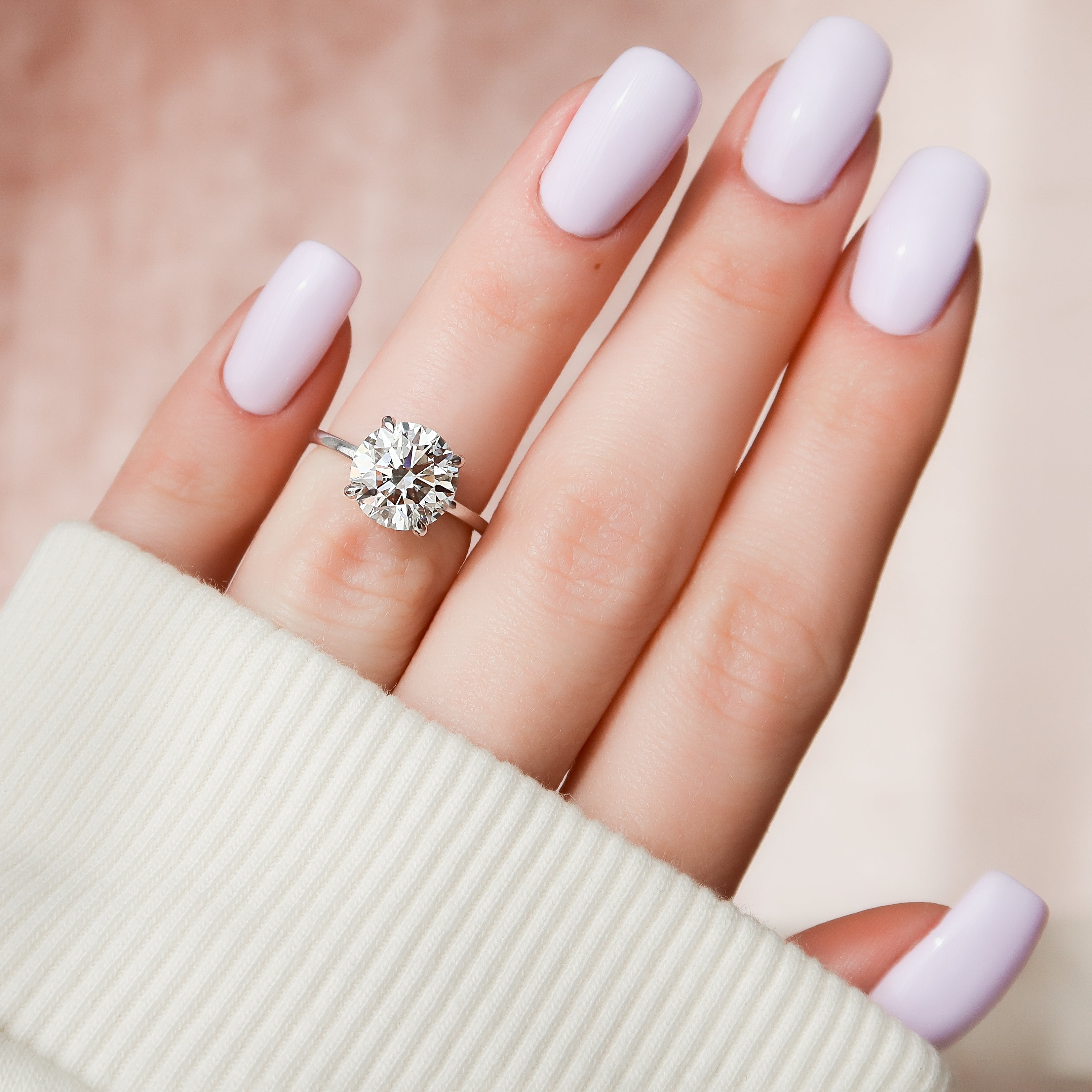 Opulent Glow 3 Carat VVS1 Lab-Grown Hidden Halo Engagement Ring in 18K White Gold Finger View