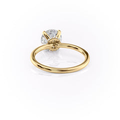 Opulent Glow 3 Carat VVS1 Lab-Grown Hidden Halo Engagement Ring in 18K Yellow Gold Left Side Cross View
