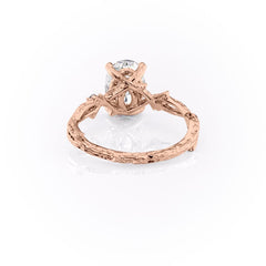 Opulent Serenity 2 Carat VVS1 Lab-Grown Oval Three Stone Ring in 18K Rose Gold Back View