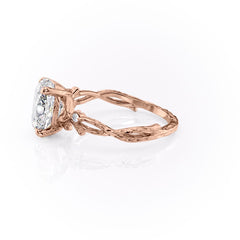 Opulent Serenity 2 Carat VVS1 Lab-Grown Oval Three Stone Ring in 18K Rose Gold Left View