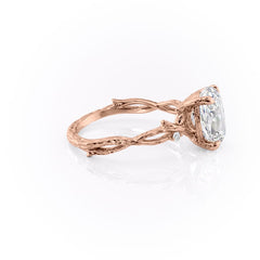 Opulent Serenity 2 Carat VVS1 Lab-Grown Oval Three Stone Ring in 18K Rose Gold Right View
