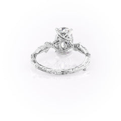 Opulent Serenity 2 Carat VVS1 Lab-Grown Oval Three Stone Ring in 18K White Gold Back View