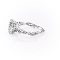 Opulent Serenity 2 Carat VVS1 Lab-Grown Oval Three Stone Ring in 18K White Gold Left View
