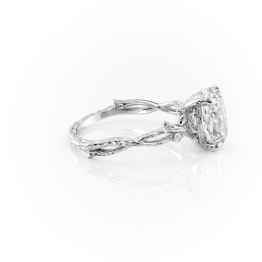 Opulent Serenity 2 Carat VVS1 Lab-Grown Oval Three Stone Ring in 18K White Gold Right View