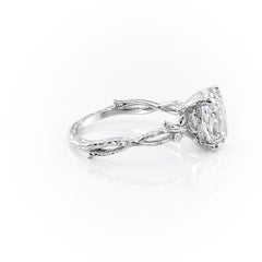 Opulent Serenity 2 Carat VVS1 Lab-Grown Oval Three Stone Ring in 18K White Gold Right View