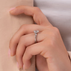 Opulent Serenity 2 Carat VVS1 Lab-Grown Oval Three Stone Ring in 18K White Gold Side View