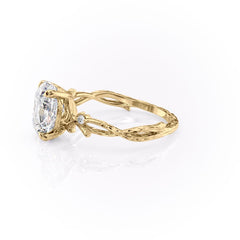 Opulent Serenity 2 Carat VVS1 Lab-Grown Oval Three Stone Ring in 18K Yellow Gold Left View