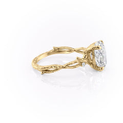 Opulent Serenity 2 Carat VVS1 Lab-Grown Oval Three Stone Ring in 18K Yellow Gold Right View